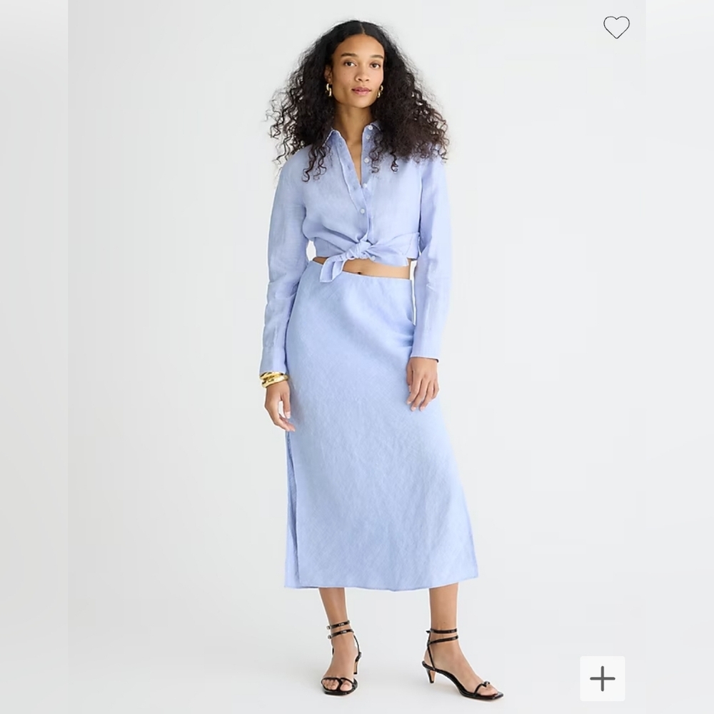 NWT J. Crew Gwyneth slip skirt in linen, Size XS